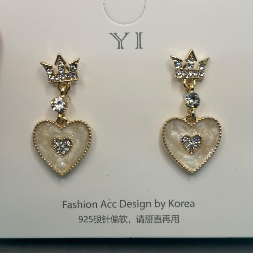 Crown Earrings for Women, Princess Crown Stud Earrings the Inlay Dangly